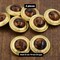 4 Pieces Small Gold with Brown Tortoise Center Decorative Buttons 7/8 Inch